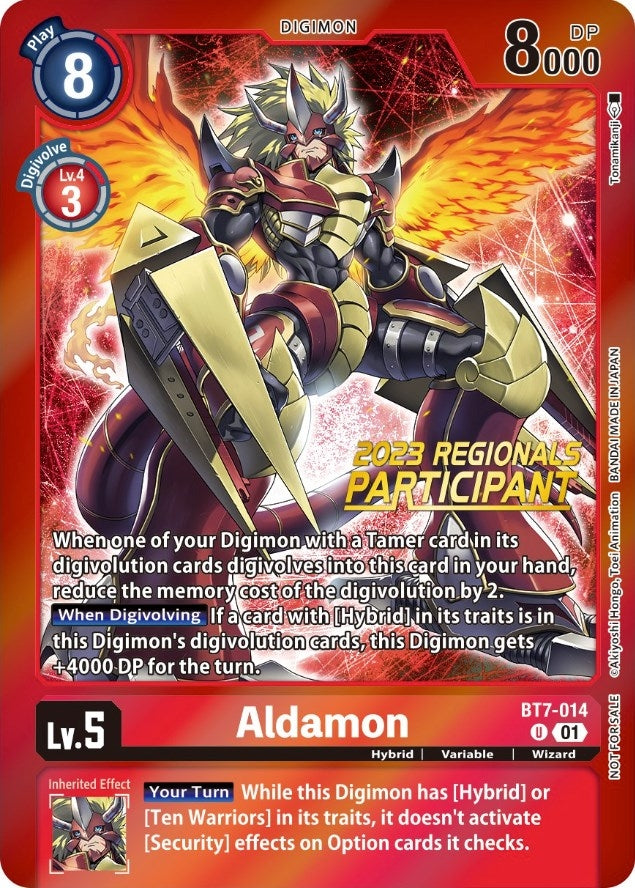 Image for Aldamon (2023 Regionals Participant) (BT07) (BT7-014 U) - Digimon Card Game