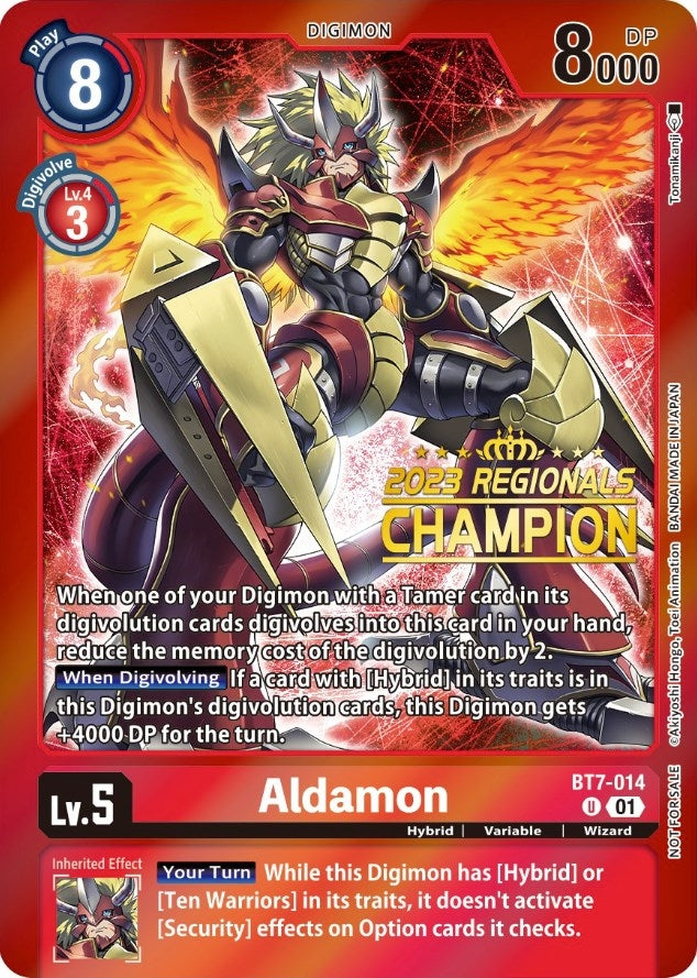 Image for Aldamon (2023 Regionals Champion) (BT07) (BT7-014 U) - Digimon Card Game