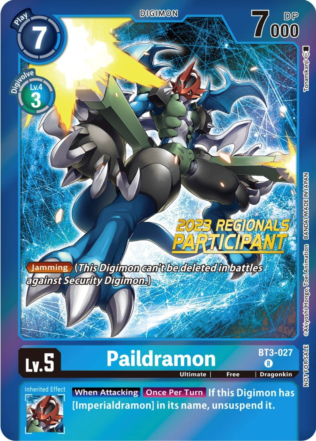 Image for Paildramon (2023 Regionals Participant) (BT01-03B) (BT3-027 R) - Digimon Card Game