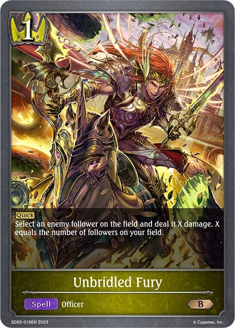 Image for Unbridled Fury (SD02: Blade of Resentment) (SD02-016EN) - Shadowverse: Evolve