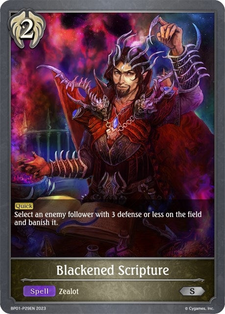 Image for Blackened Scripture - P29EN (Foil) (BP01: Advent of Genesis) (BP01-P29EN) - Shadowverse: Evolve