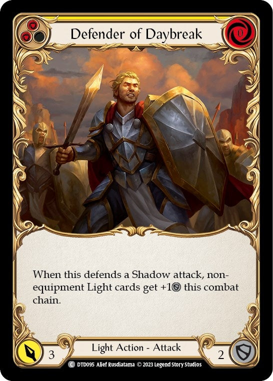 Image for Defender of Daybreak (Yellow) (Dusk till Dawn) (DTD095) - Flesh and Blood TCG
