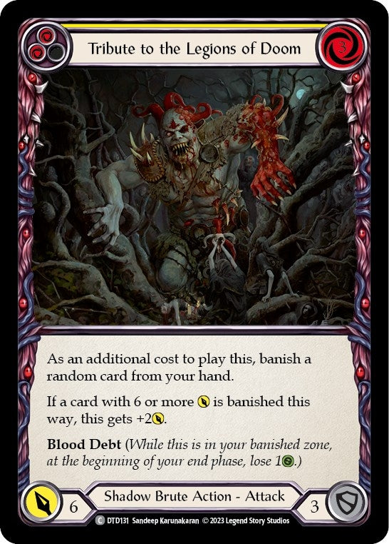 Image for Tribute to the Legions of Doom (Yellow) (Dusk till Dawn) (DTD131) - Flesh and Blood TCG
