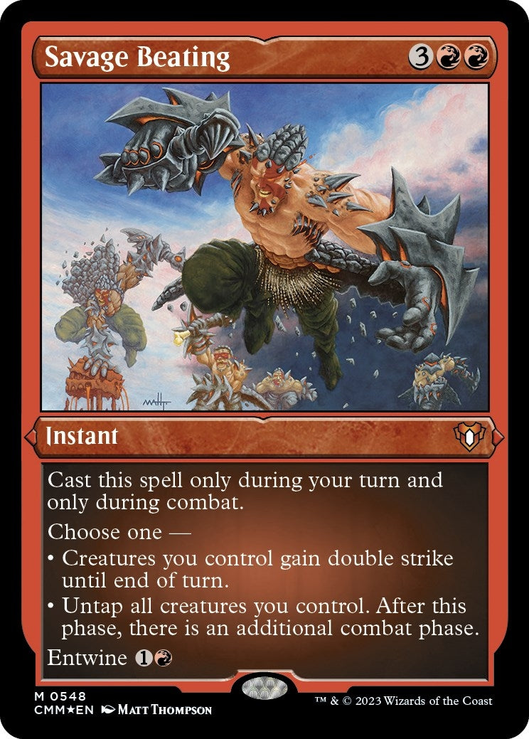 Image for Savage Beating (Foil Etched) (Commander Masters) (548) - Magic: The Gathering