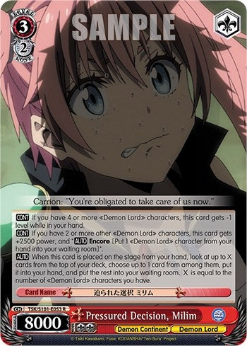 Image for Pressured Decision, Milim (That Time I Got Reincarnated as a Slime Vol.3) (TSK/S101-E053 R) - Weiss Schwarz