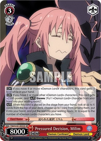 Image for Pressured Decision, Milim (SR) (That Time I Got Reincarnated as a Slime Vol.3) (TSK/S101-E053S SR) - Weiss Schwarz
