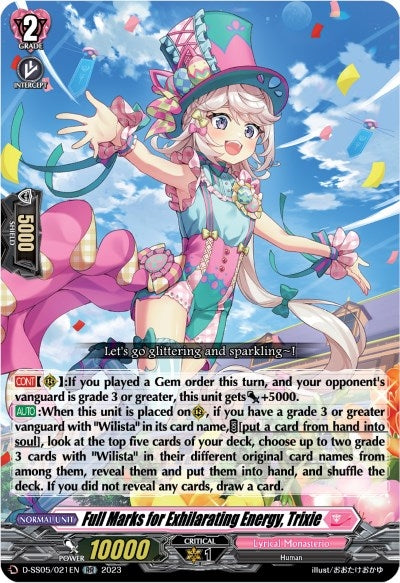 Image for Full Marks for Exhilarating Energy, Trixie (D-SS05: Festival Booster 2023) (D-SS05/021EN) - Cardfight Vanguard