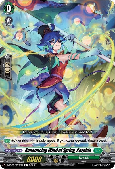 Image for Announcing Wind of Spring, Corphie (D-SS05: Festival Booster 2023) (D-SS05/057EN) - Cardfight Vanguard