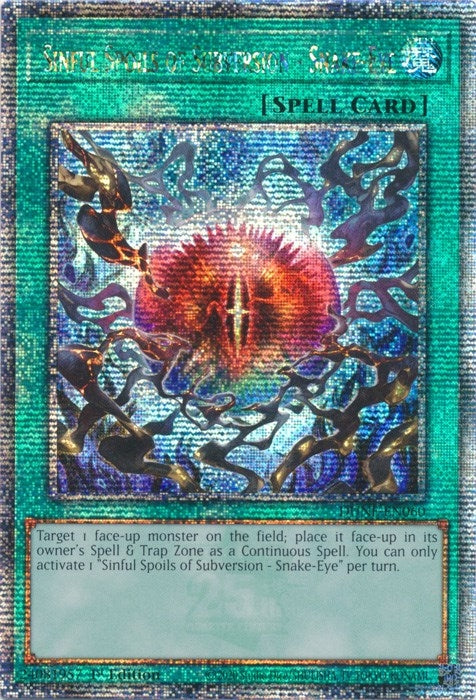 Image for Sinful Spoils of Subversion - Snake-Eye (Quarter Century Secret Rare) (Duelist Nexus) (DUNE-EN060) - YuGiOh