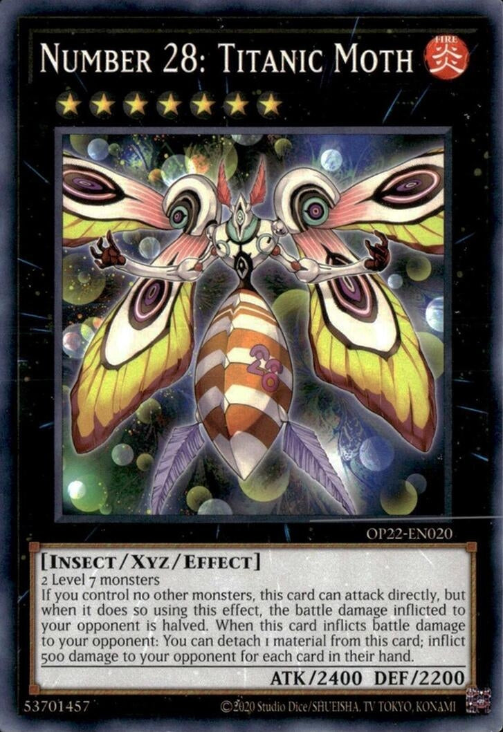 Image for Number 28: Titanic Moth (OTS Tournament Pack 22) (OP22-EN020) - YuGiOh