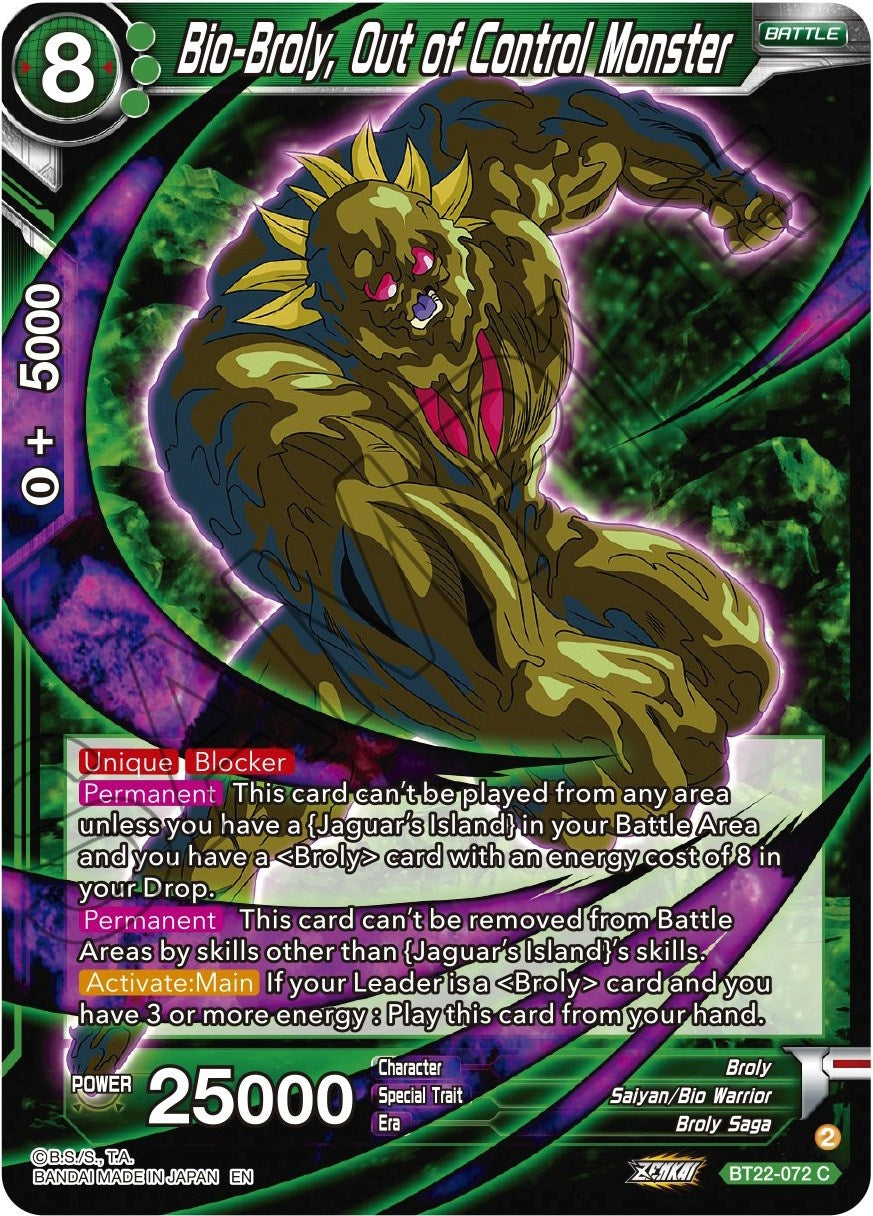 Image for Bio-Broly, Out of Control Monster (Critical Blow) (BT22-072) - Dragon Ball Super: Masters