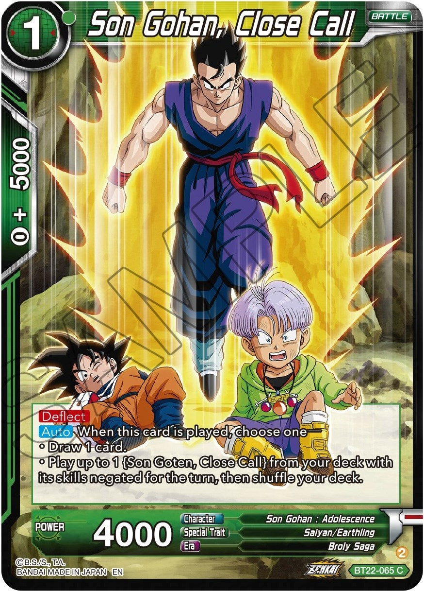 Image for Son Gohan, Close Call (Critical Blow) (BT22-065) - Dragon Ball Super: Masters