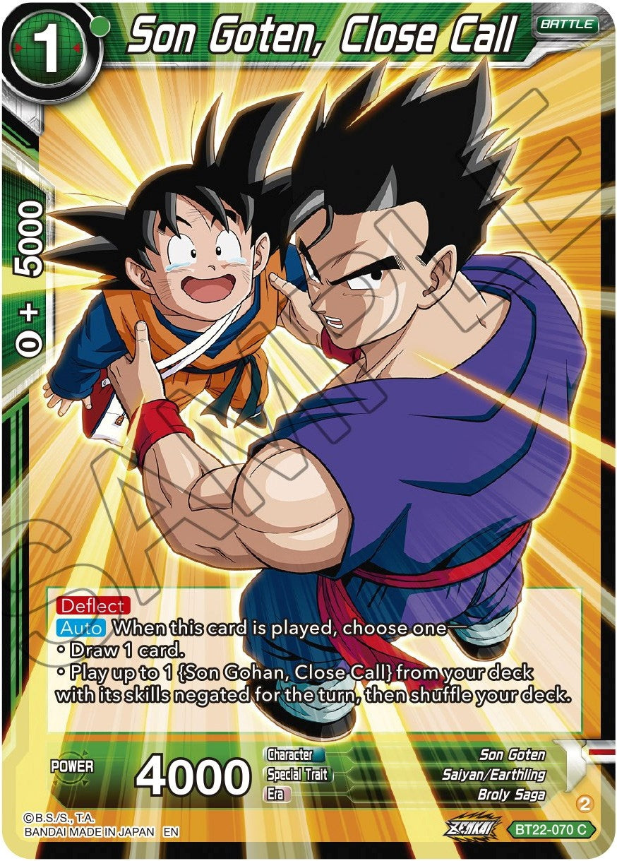 Image for Son Goten, Close Call (Critical Blow) (BT22-070) - Dragon Ball Super: Masters