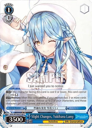 Image for Slight Changes, Yukihana Lamy (hololive production Vol.2) (HOL/W104-E140 C) - Weiss Schwarz
