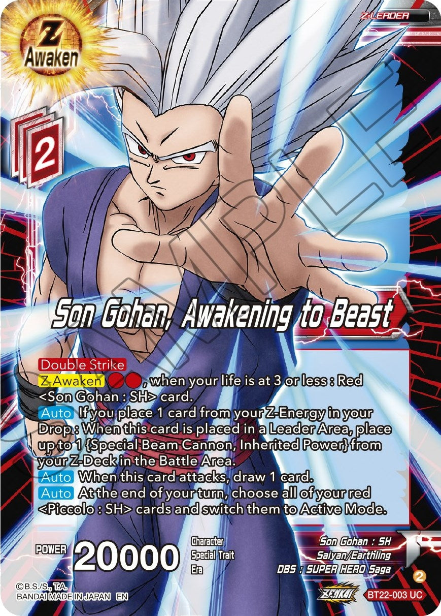 Image for Son Gohan, Awakening to Beast (Critical Blow) (BT22-003) - Dragon Ball Super: Masters