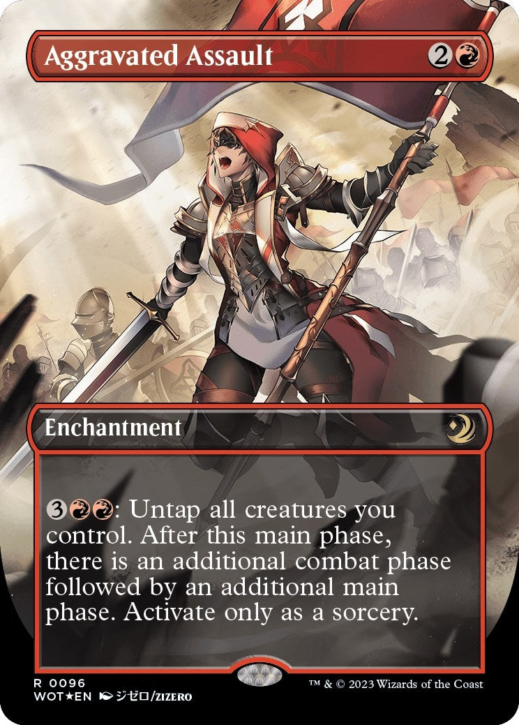 Image for Aggravated Assault (Anime Borderless) (Confetti Foil) (Wilds of Eldraine: Enchanting Tales) (96) - Magic: The Gathering