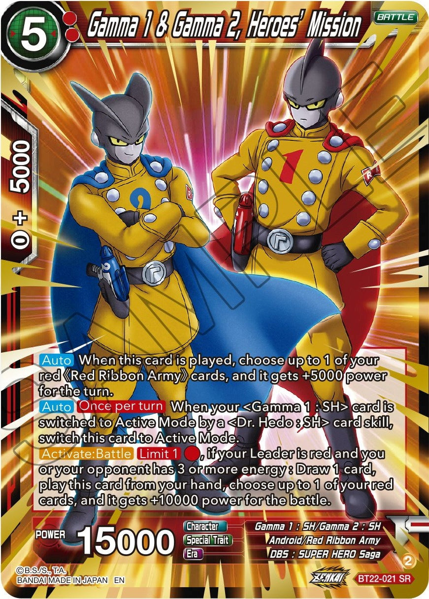 Image for Gamma 1 & Gamma 2, Heroes' Mission (Critical Blow) (BT22-021) - Dragon Ball Super: Masters