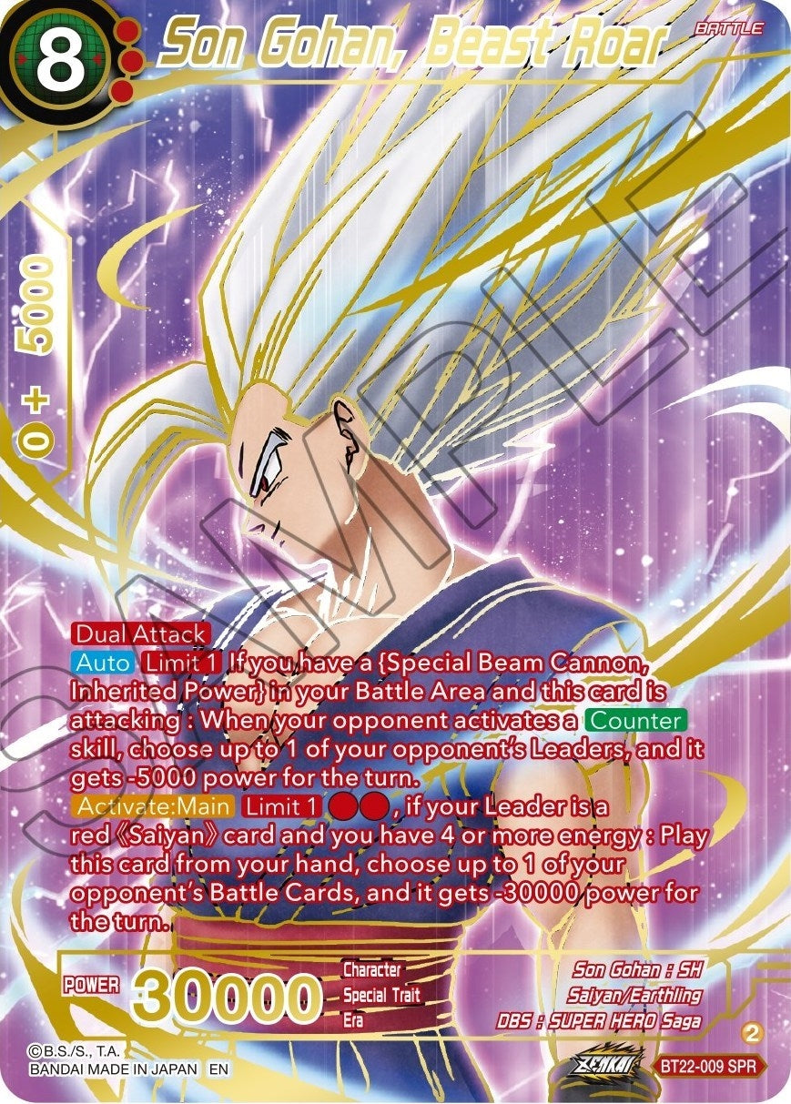 Image for Son Gohan, Beast Roar (SPR) (Critical Blow) (BT22-009) - Dragon Ball Super: Masters
