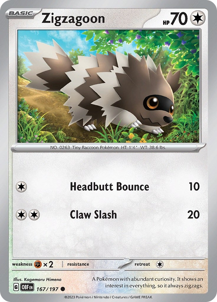 Image for Zigzagoon (SV03: Obsidian Flames) (167/197) - Pokemon