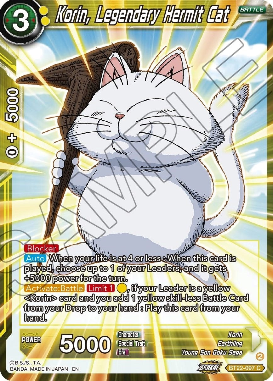 Image for Korin, Legendary Hermit Cat (Critical Blow) (BT22-097) - Dragon Ball Super: Masters