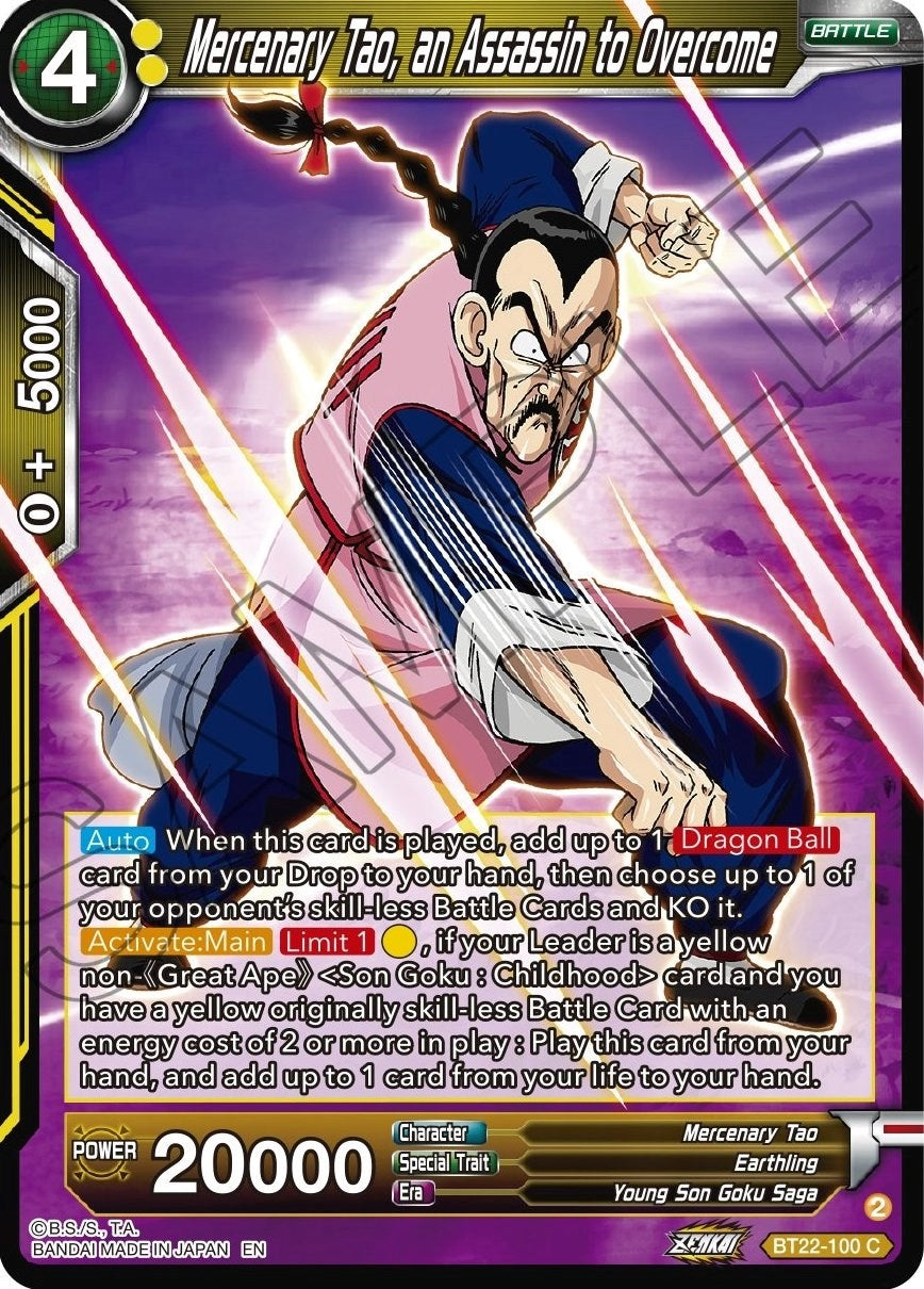 Image for Mercenary Tao, an Assassin to Overcome (Critical Blow) (BT22-100) - Dragon Ball Super: Masters