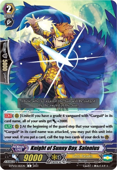 Image for Knight of Sunny Day, Salonius (D-PV01: History Collection) (D-PV01/182EN) - Cardfight Vanguard