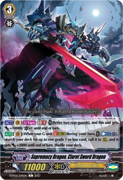 Image for Supremacy Dragon, Claret Sword Dragon (D-PV01: History Collection) (D-PV01/104EN) - Cardfight Vanguard