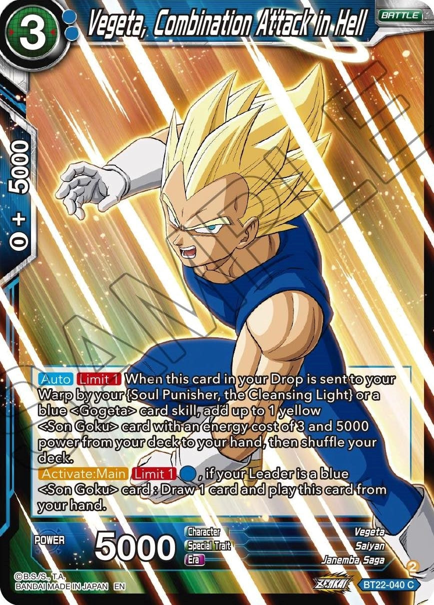 Image for Vegeta, Combination Attack in Hell (Critical Blow) (BT22-040) - Dragon Ball Super: Masters