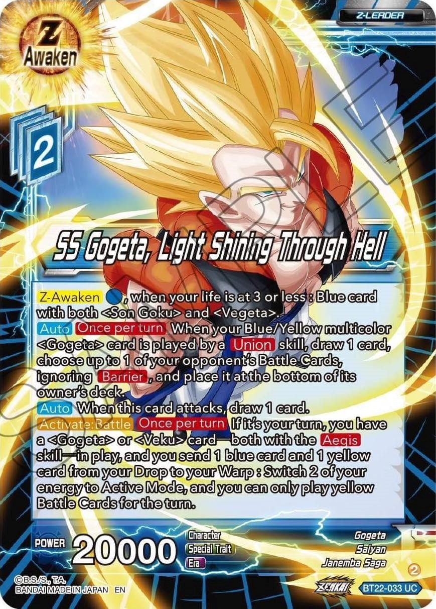 Image for SS Gogeta, Light Shining Through Hell (Critical Blow) (BT22-033) - Dragon Ball Super: Masters