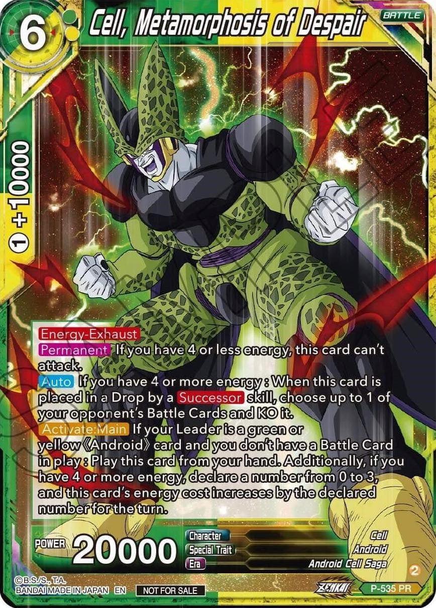 Image for Cell, Metamorphosis of Despair (Zenkai Series Tournament Pack Vol.5) (Tournament Promotion Cards) (P-535) - Dragon Ball Super: Masters