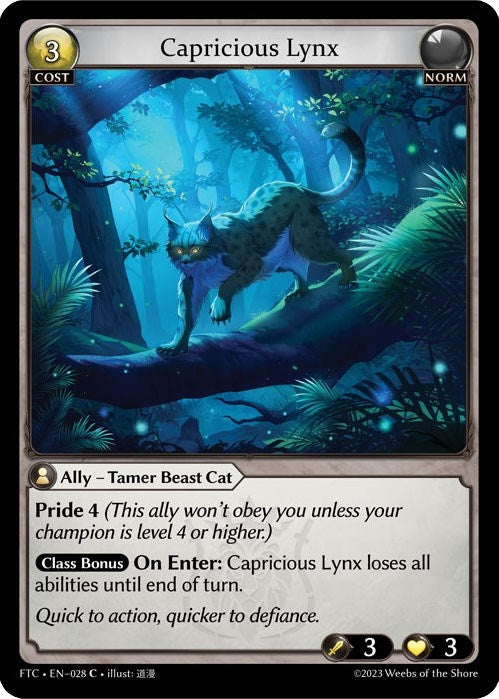 Image for Capricious Lynx (Fractured Crown) (028) - Grand Archive TCG