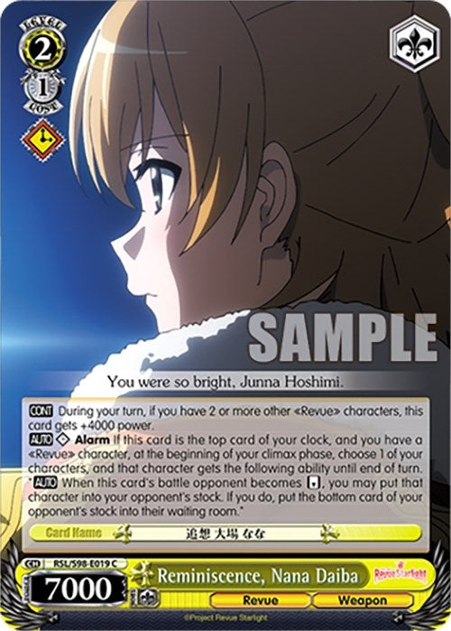 Image for Reminiscence, Nana Daiba (Revue Starlight The Movie) (RSL/S98-E019 C) - Weiss Schwarz