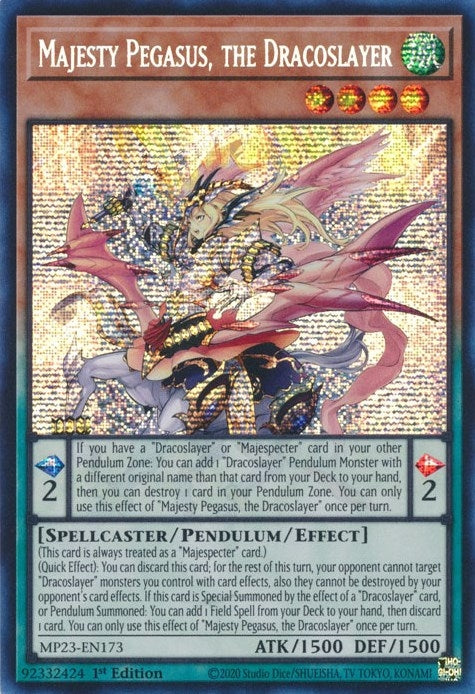 Image for Majesty Pegasus, the Dracoslayer (25th Anniversary Tin: Dueling Heroes Mega Pack) (MP23-EN173) - YuGiOh