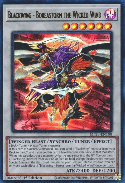 Image for Blackwing - Boreastorm the Wicked Wind (25th Anniversary Tin: Dueling Heroes Mega Pack) (MP23-EN188) - YuGiOh
