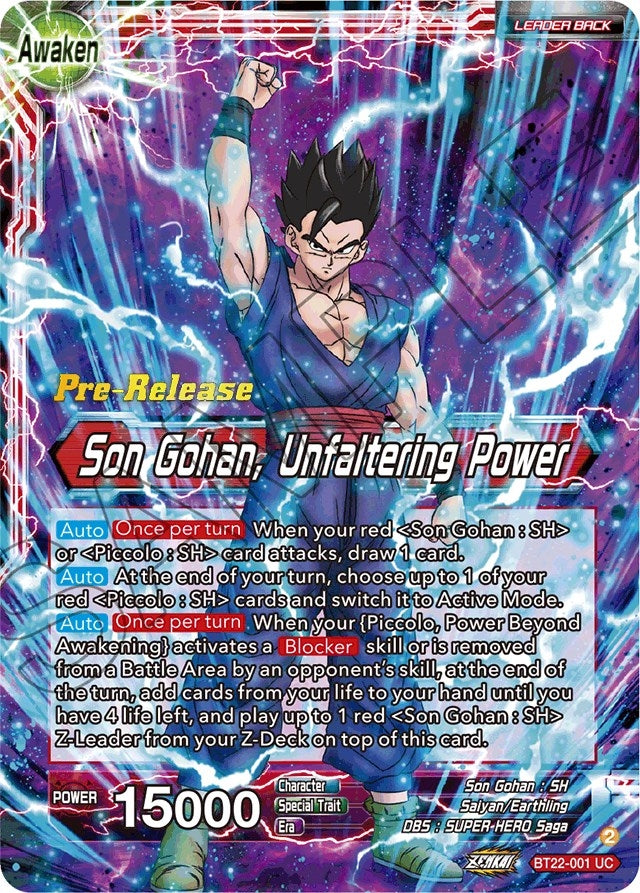 Image for Son Gohan // Son Gohan, Unfaltering Power (Critical Blow Pre-Release Cards) (BT22-001) - Dragon Ball Super: Masters