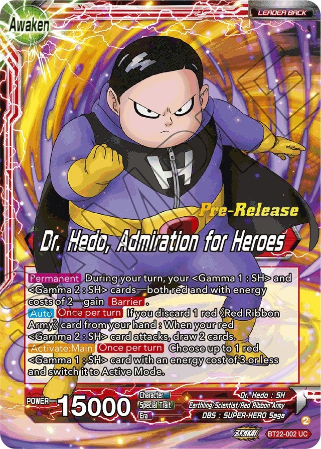 Image for Dr. Hedo // Dr Hedo, Admiration for Heroes (Critical Blow Pre-Release Cards) (BT22-002) - Dragon Ball Super: Masters