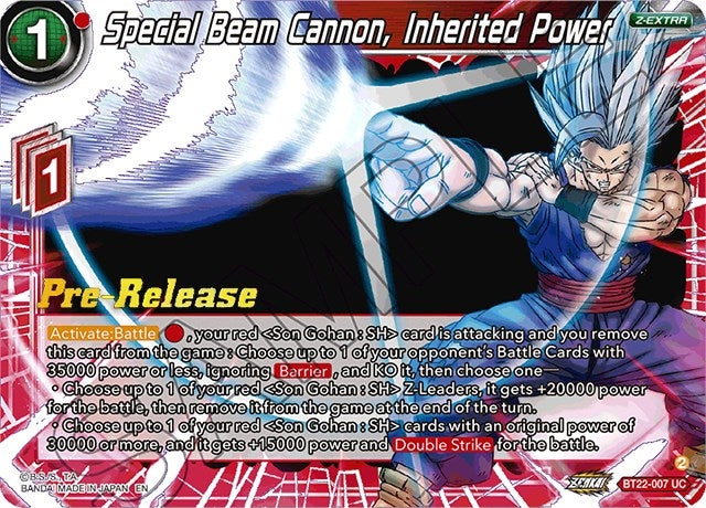 Image for Special Beam Cannon, Inherited Power (Critical Blow Pre-Release Cards) (BT22-007) - Dragon Ball Super: Masters