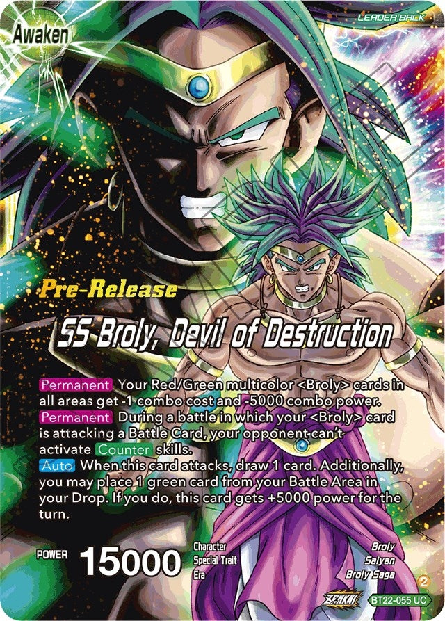 Image for Broly & Paragus // SS Broly, Devil of Destruction (Critical Blow Pre-Release Cards) (BT22-055) - Dragon Ball Super: Masters