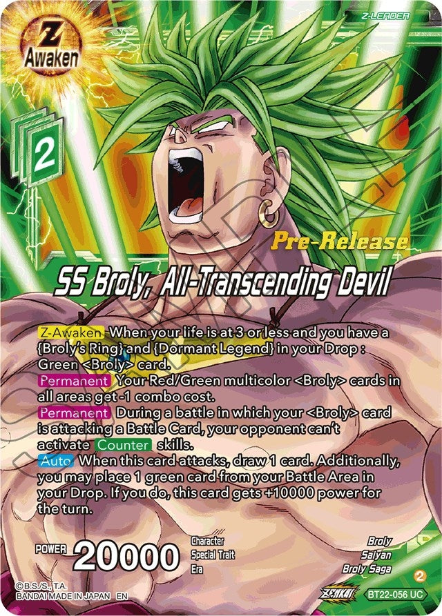 Image for SS Broly, All-Transcending Devil (Critical Blow Pre-Release Cards) (BT22-056) - Dragon Ball Super: Masters