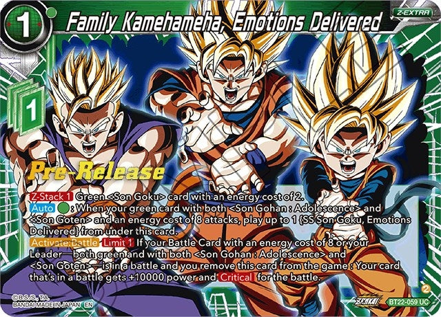 Image for Family Kamehameha, Emotions Delivered (Critical Blow Pre-Release Cards) (BT22-059) - Dragon Ball Super: Masters