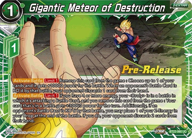 Image for Gigantic Meteor of Destruction (Critical Blow Pre-Release Cards) (BT22-060) - Dragon Ball Super: Masters