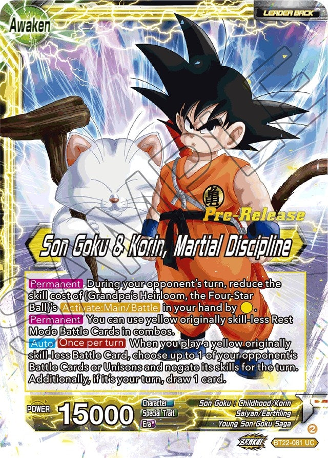 Image for Son Goku // Son Goku & Korin, Martial Discipline (Critical Blow Pre-Release Cards) (BT22-081) - Dragon Ball Super: Masters