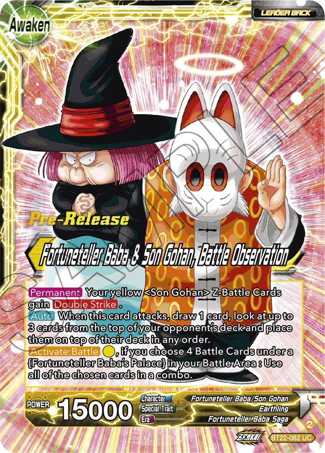 Image for Fortuneteller Baba // Fortuneteller Baba & Son Gohan, Battle Observation (Critical Blow Pre-Release Cards) (BT22-082) - Dragon Ball Super: Masters