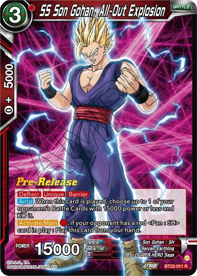 Image for SS Son Gohan, All-Out Explosion (Critical Blow Pre-Release Cards) (BT22-011) - Dragon Ball Super: Masters