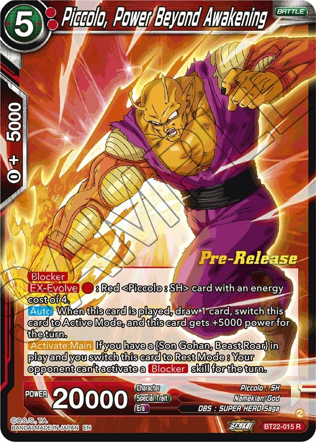 Image for Piccolo, Power Beyond Awakening (Critical Blow Pre-Release Cards) (BT22-015) - Dragon Ball Super: Masters