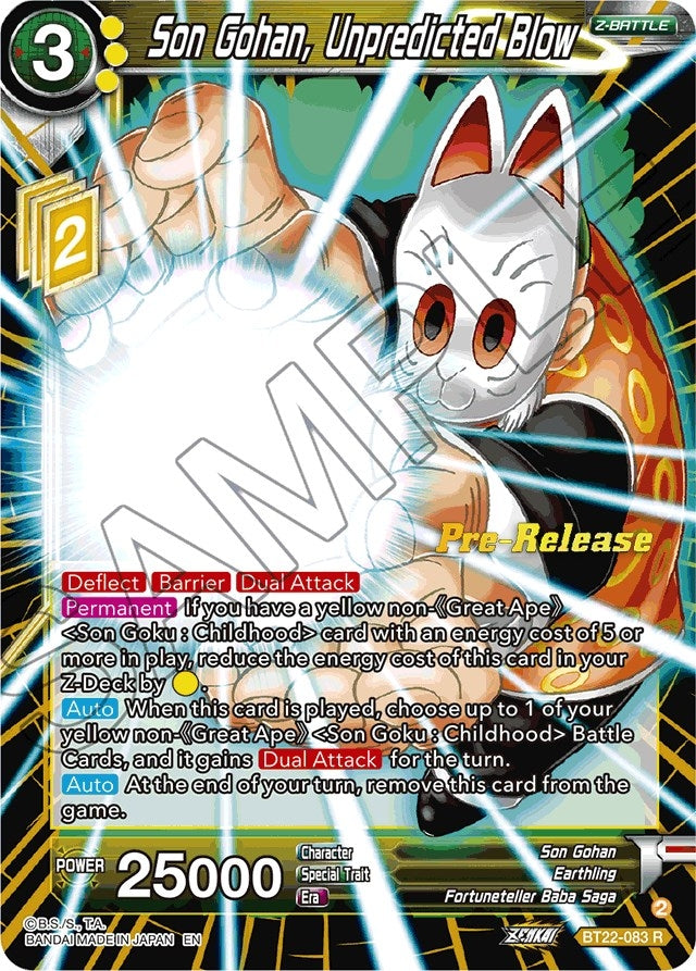 Image for Son Gohan, Unpredicted Blow (Critical Blow Pre-Release Cards) (BT22-083) - Dragon Ball Super: Masters