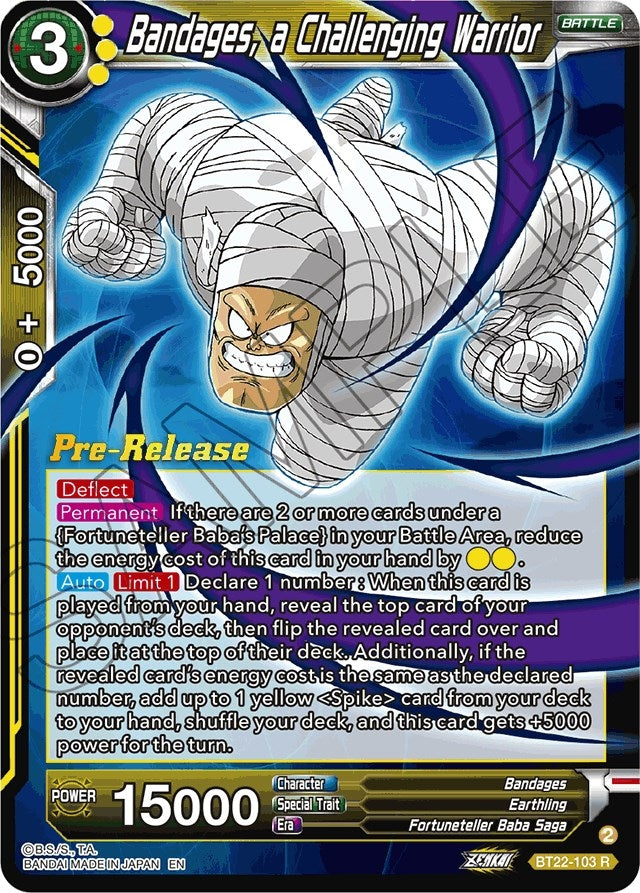 Image for Bandages, a Challenging Warrior (Critical Blow Pre-Release Cards) (BT22-103) - Dragon Ball Super: Masters