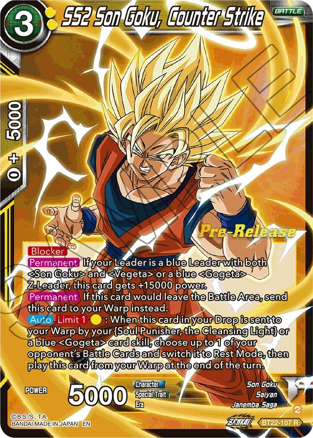 Image for SS2 Son Goku, Counter Strike (Critical Blow Pre-Release Cards) (BT22-107) - Dragon Ball Super: Masters