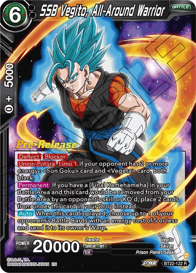Image for SSB Vegito, All-Around Warrior (Critical Blow Pre-Release Cards) (BT22-122) - Dragon Ball Super: Masters