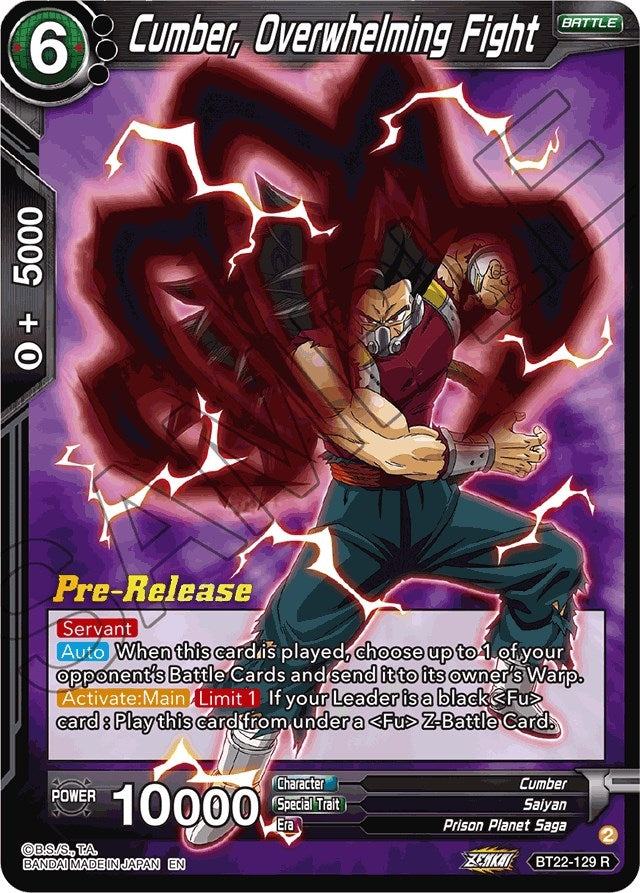 Image for Cumber, Overwhelming Fight (Critical Blow Pre-Release Cards) (BT22-129) - Dragon Ball Super: Masters